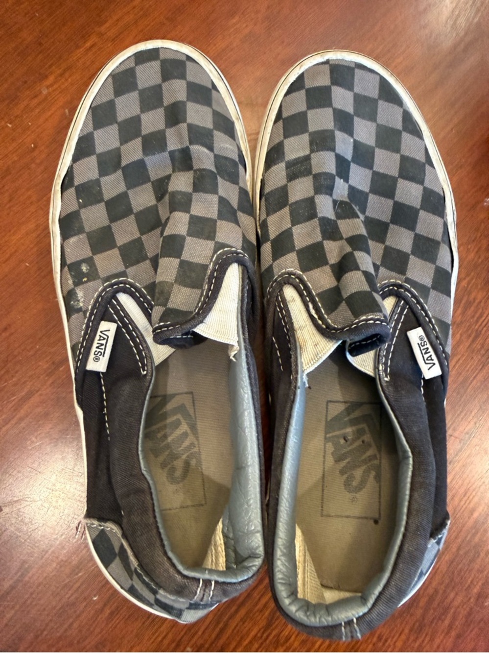 Vans Black and Gray Checkerboard Slip-On Sneakers